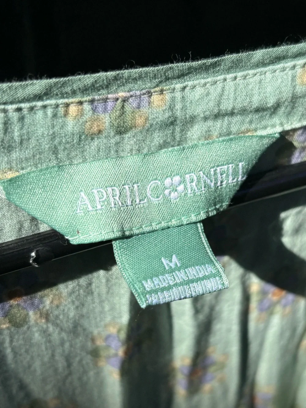 April Cornell Faux Wrap Mint Green Boho Printed Maxi Dress | 100% Cotton - Picture 2 of 8